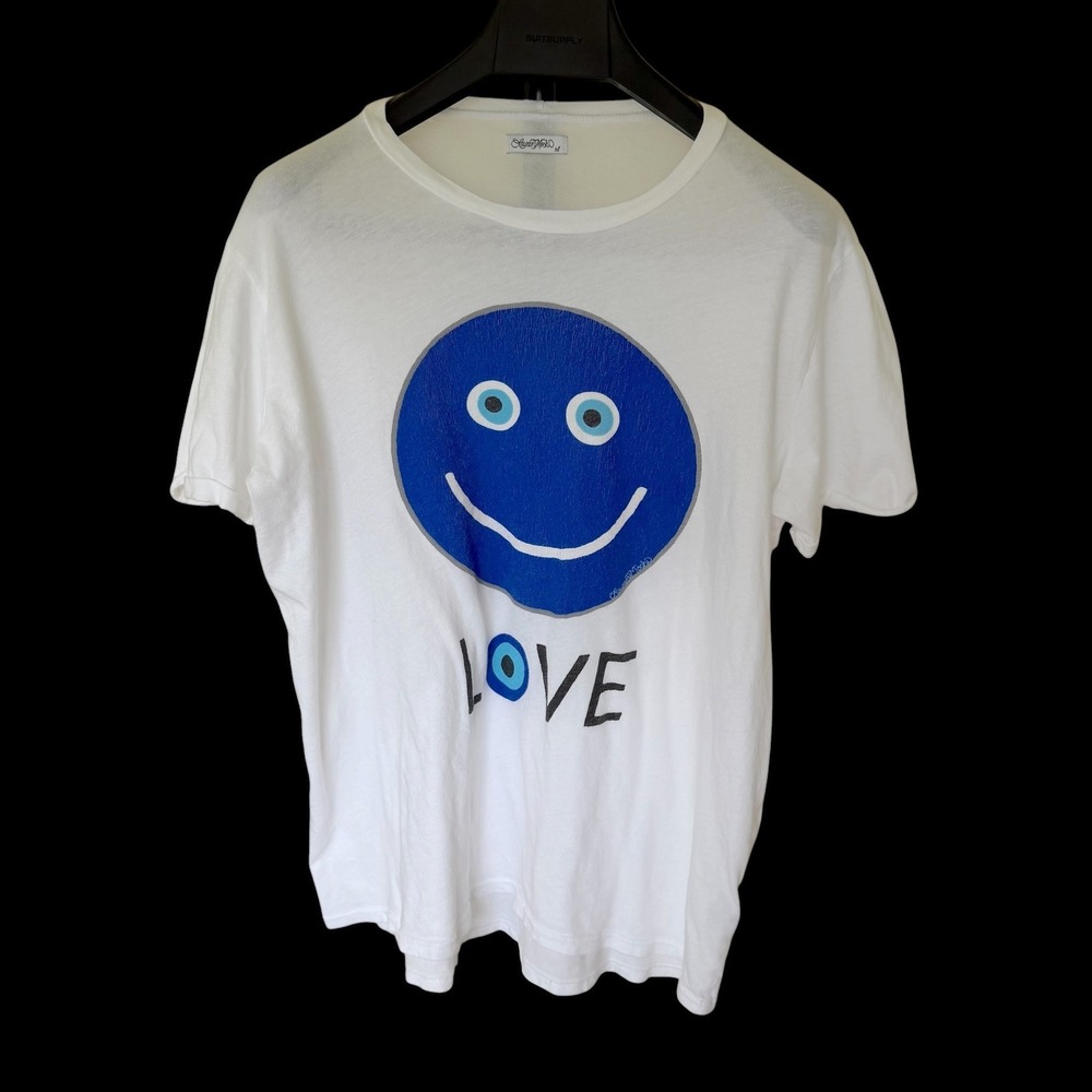 Lauren Moshi XL White Evil Eye Smiley Face Love T-Shirt Short Slv